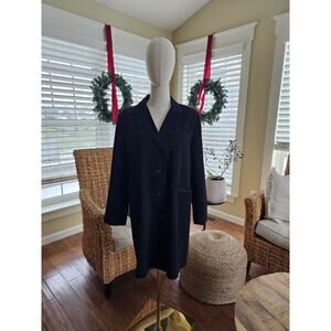 Jacqueline Ferrari Vintage Black Trench Coat Women's Size Petite Medium Dressy